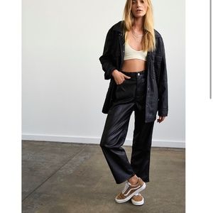 Levi’s Faux Leather Ribcage Straight Jeans